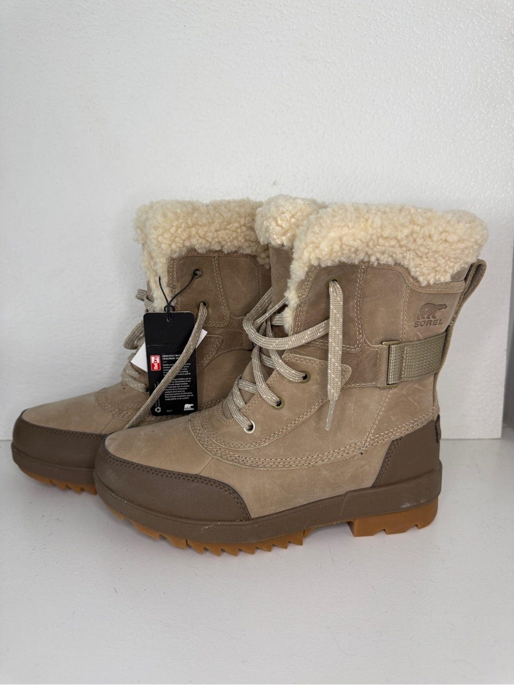 Sorel Women's Tan and Brown Shearling-Lined Winter Boots